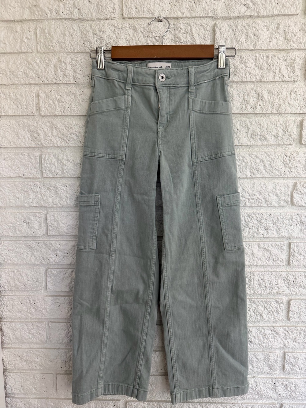abercrombie kids Light Sage Wide-Leg High-Rise Utility Jeans